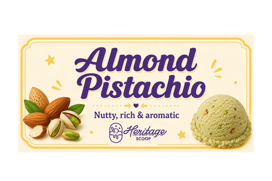 Almond Pistachio ice cream at Heritage Scoop