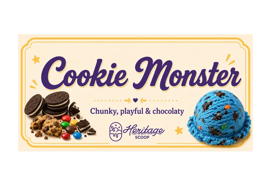 Cookie Monster ice cream at Heritage Scoop