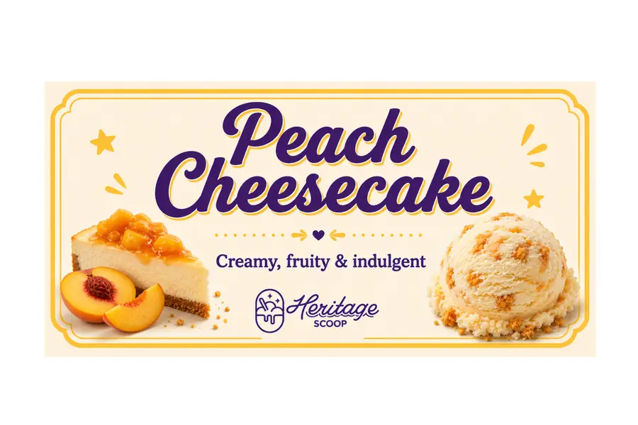 Peach Cheesecake ice cream at Heritage Scoop
