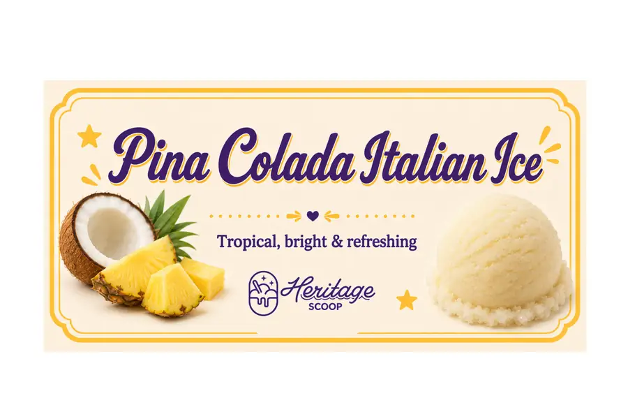 Pina Colada Italian Ice ice cream at Heritage Scoop